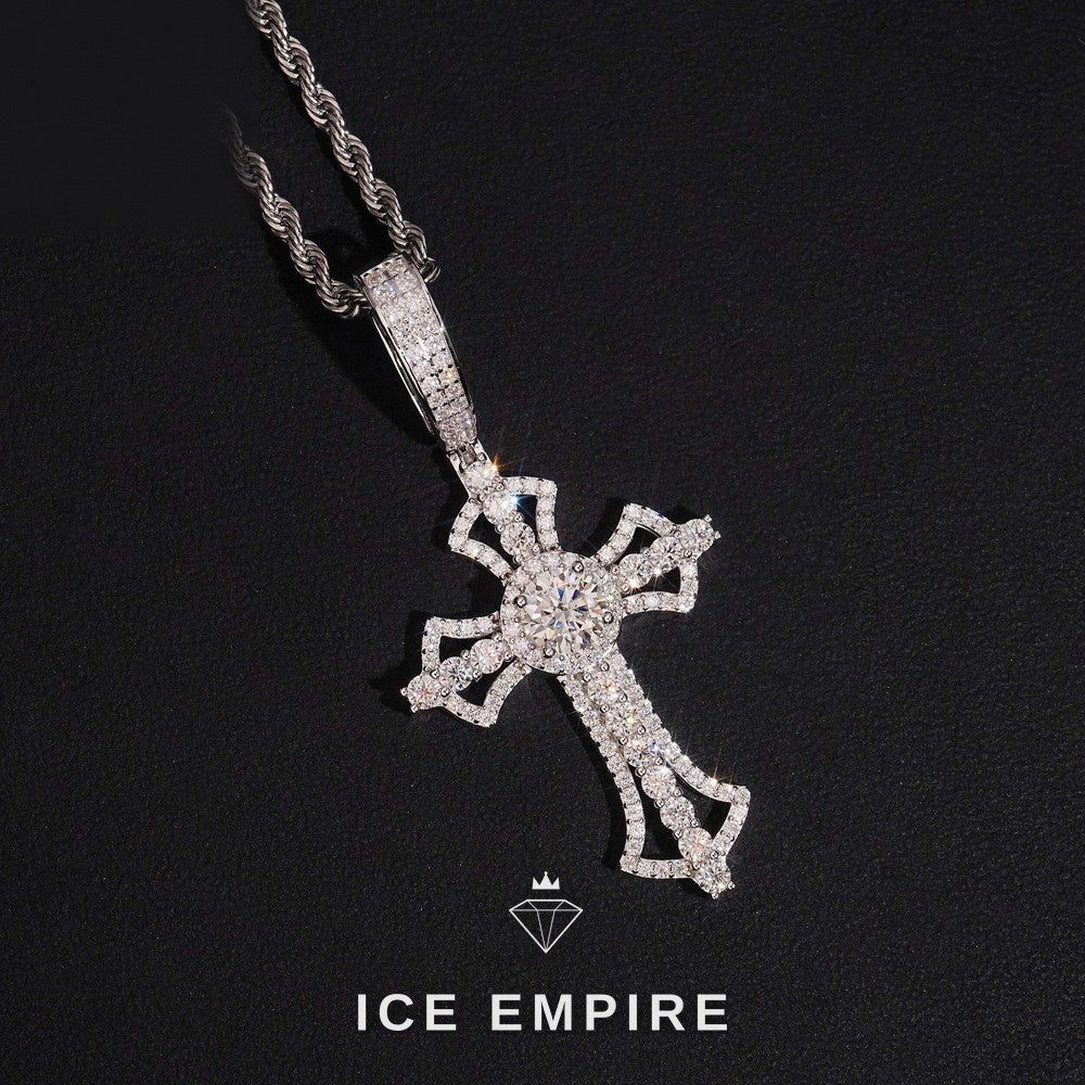 Iced Out Cross 925 Silver Moissanite Pendant