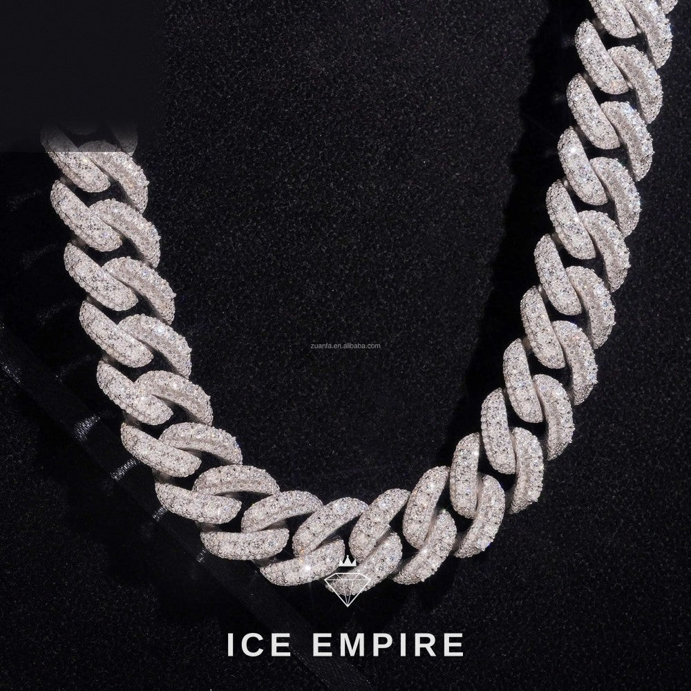 Iced Out 925 Silver Moissanite Cuban Chain
