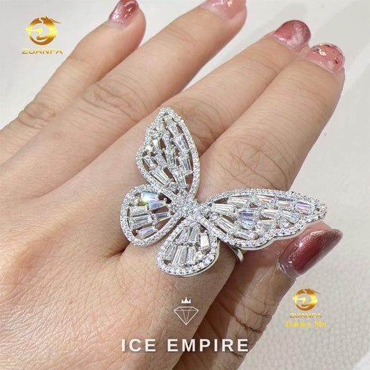 Iced Out Baguette 925 Silver Moissanite Ring