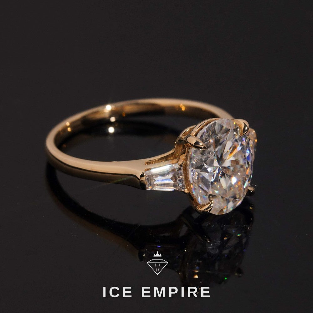Iced Out 14K Gold Moissanite Engagement Ring