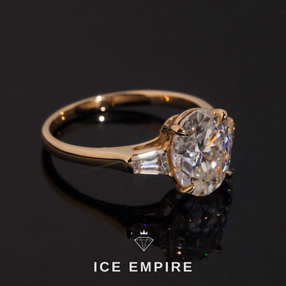 Iced Out 14K Gold Moissanite Engagement Ring