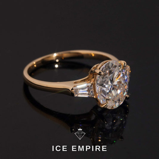 Iced Out 14K Gold Moissanite Engagement Ring