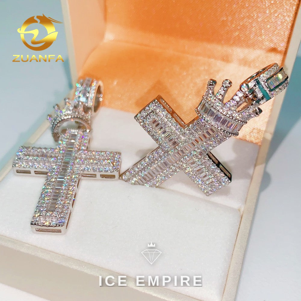 Iced Out Baguette 925 Silver Moissanite Pendant