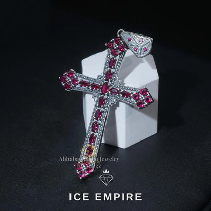 Iced Out Cross 925 Silver Pendant