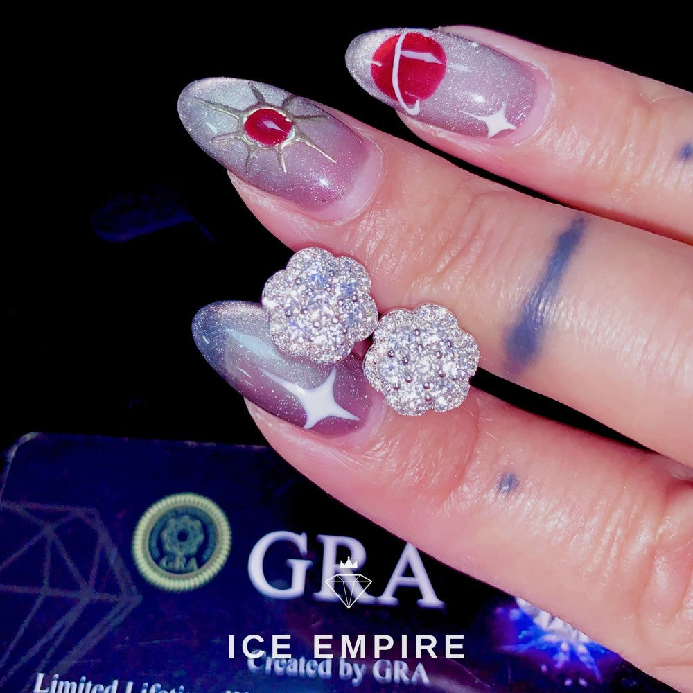 Iced Out 925 Silver Moissanite Stud Earrings