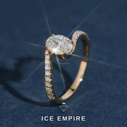 Iced Out 14K Gold Lab Grown Diamond Engagement Ring