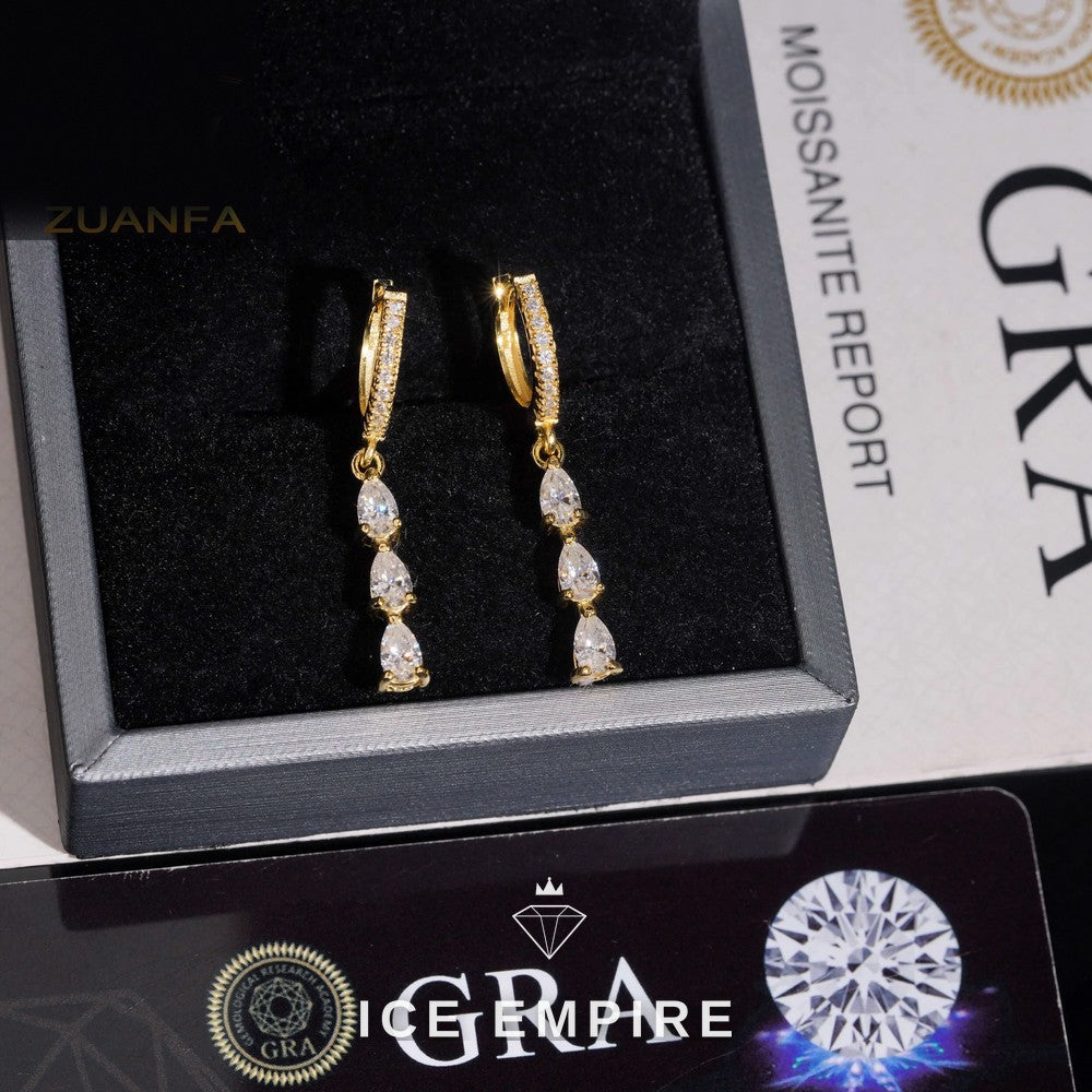 Iced Out 925 Silver Moissanite Hoop Earrings