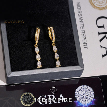 Iced Out 925 Silver Moissanite Hoop Earrings