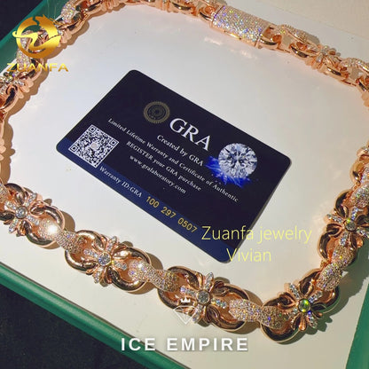 Iced Out Rose Gold Plated Moissanite Cuban Chain