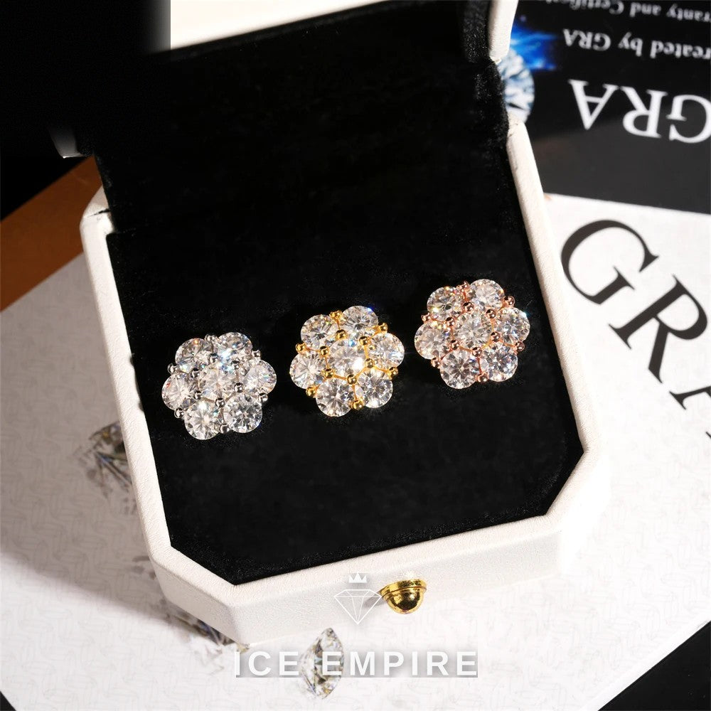 Iced Out Cluster 925 Silver Moissanite Earrings