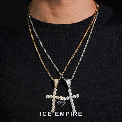 Iced Out Cross Rose Gold Plated Moissanite Pendant