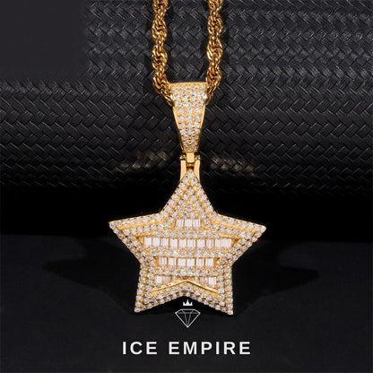Iced Out Baguette Rose Gold Plated Moissanite Pendant