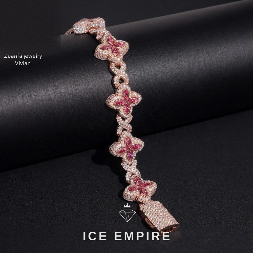 Iced Out Rose Gold Moissanite Cuban Chain
