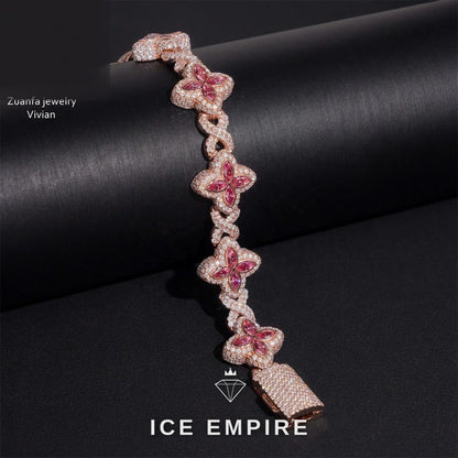 Iced Out Rose Gold Moissanite Cuban Chain