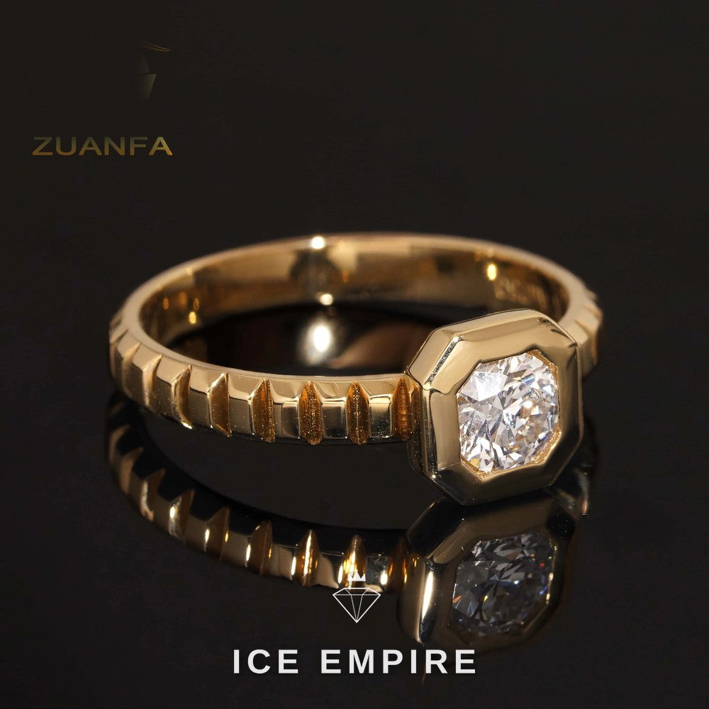 Iced Out 18K Gold Lab Grown Diamond Engagement Ring