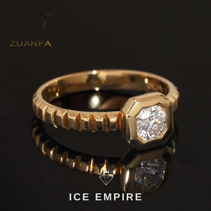 Iced Out 18K Gold Lab Grown Diamond Engagement Ring