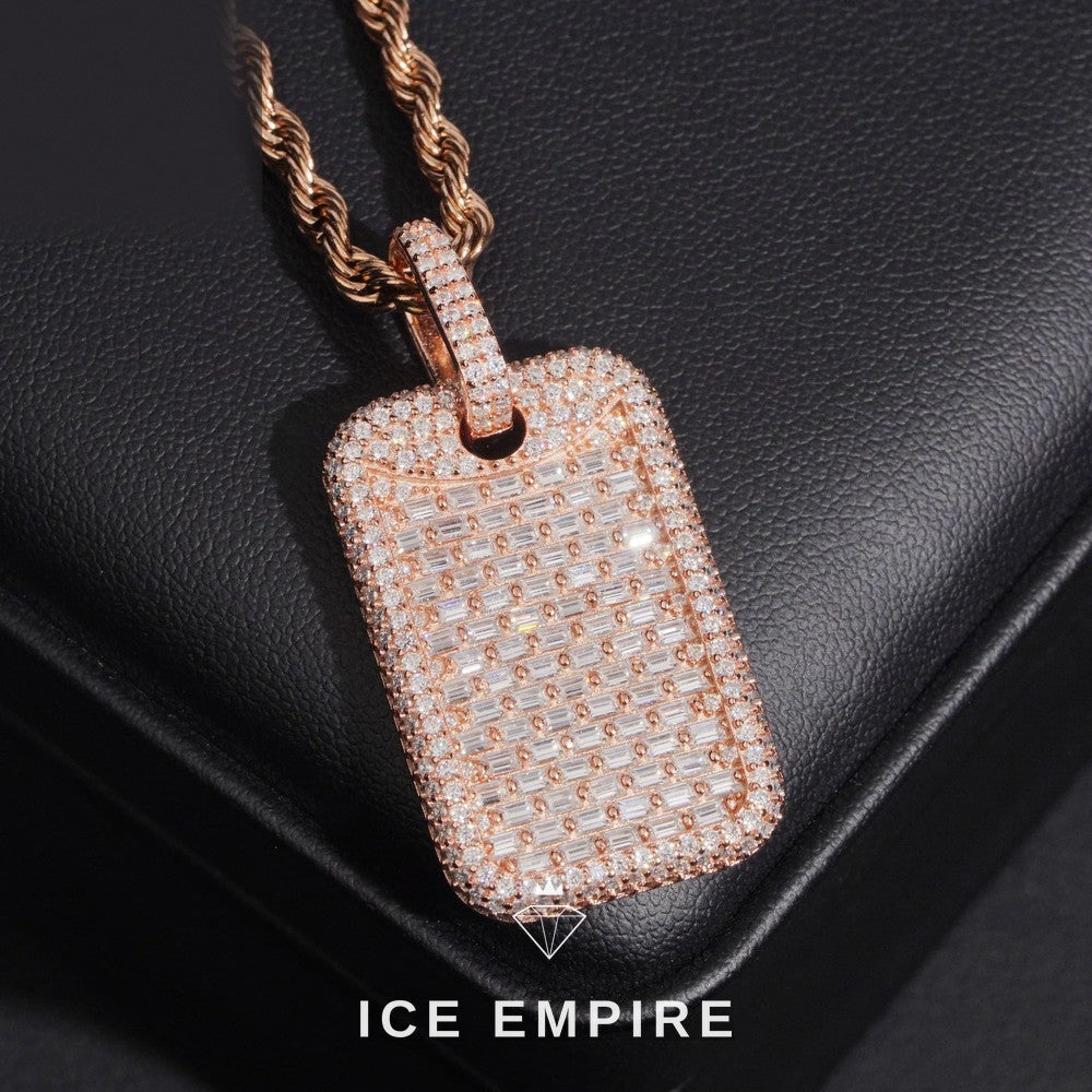 Iced Out Baguette Gold Plated Moissanite Pendant