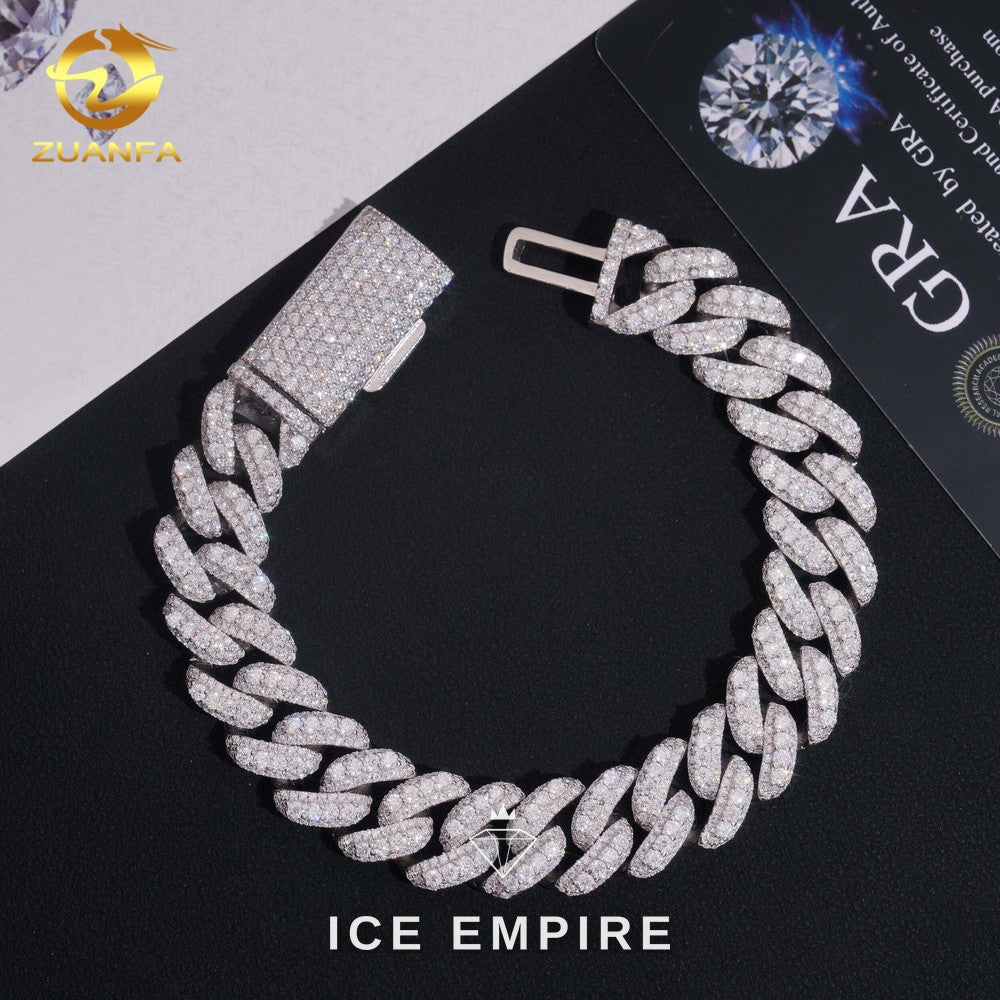 Iced Out 925 Silver Moissanite Cuban Chain