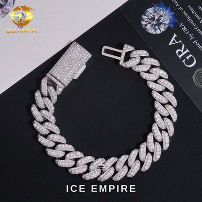 Iced Out 925 Silver Moissanite Cuban Chain