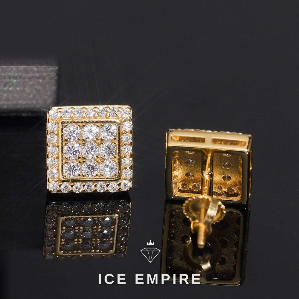 Iced Out Rose Gold Plated Moissanite Stud Earrings