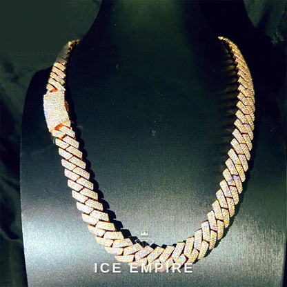 Iced Out Rose Gold Plated Moissanite Cuban Chain