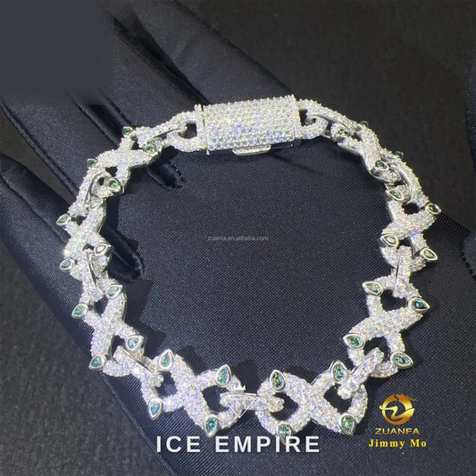 Iced Out 925 Silver Moissanite Cuban Chain