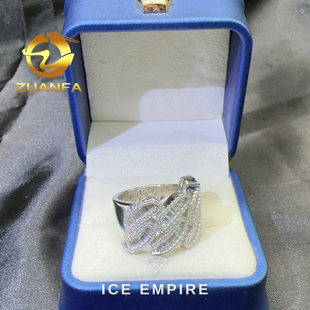 Iced Out Baguette 925 Silver Moissanite Cuban Chain