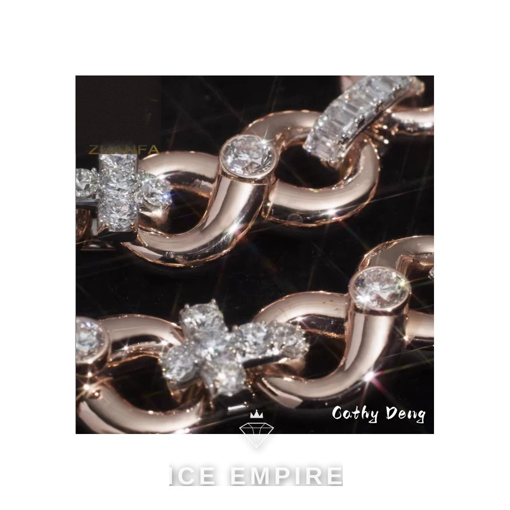 Iced Out Rose Gold Plated Moissanite Cuban Chain