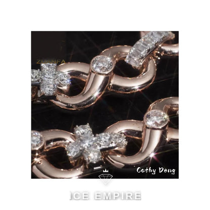 Iced Out Rose Gold Plated Moissanite Cuban Chain