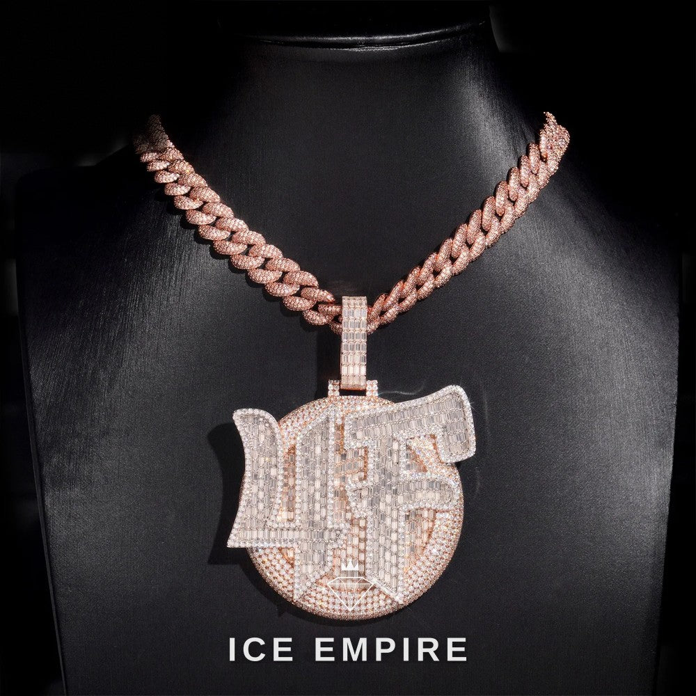 Iced Out Baguette 925 Silver Pendant