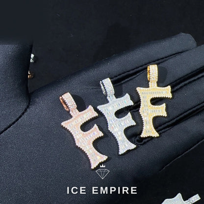 Iced Out Baguette Rose Gold Plated Moissanite Pendant