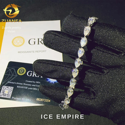 Iced Out 925 Silver Moissanite Tennis Chain