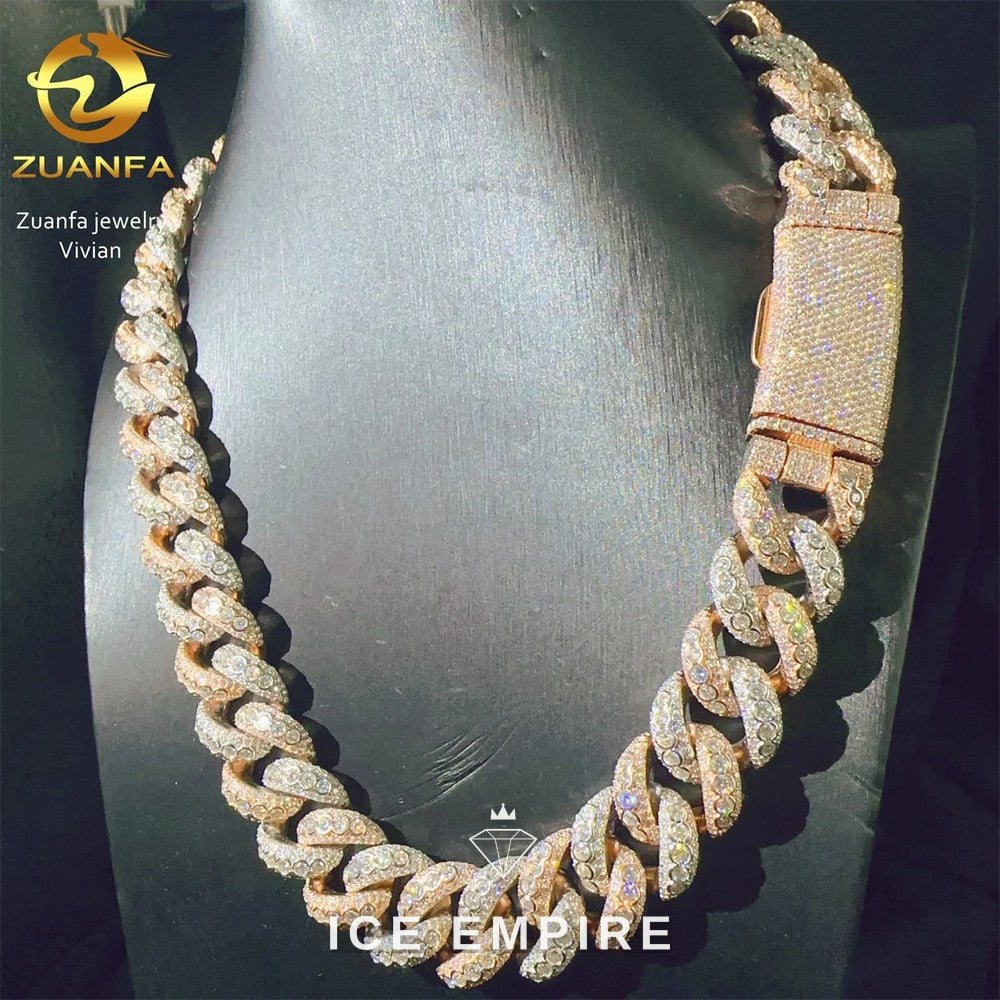 Iced Out Rose Gold Plated Moissanite Cuban Chain