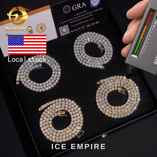 Iced Out Rose Gold Plated Moissanite Tennis Chain