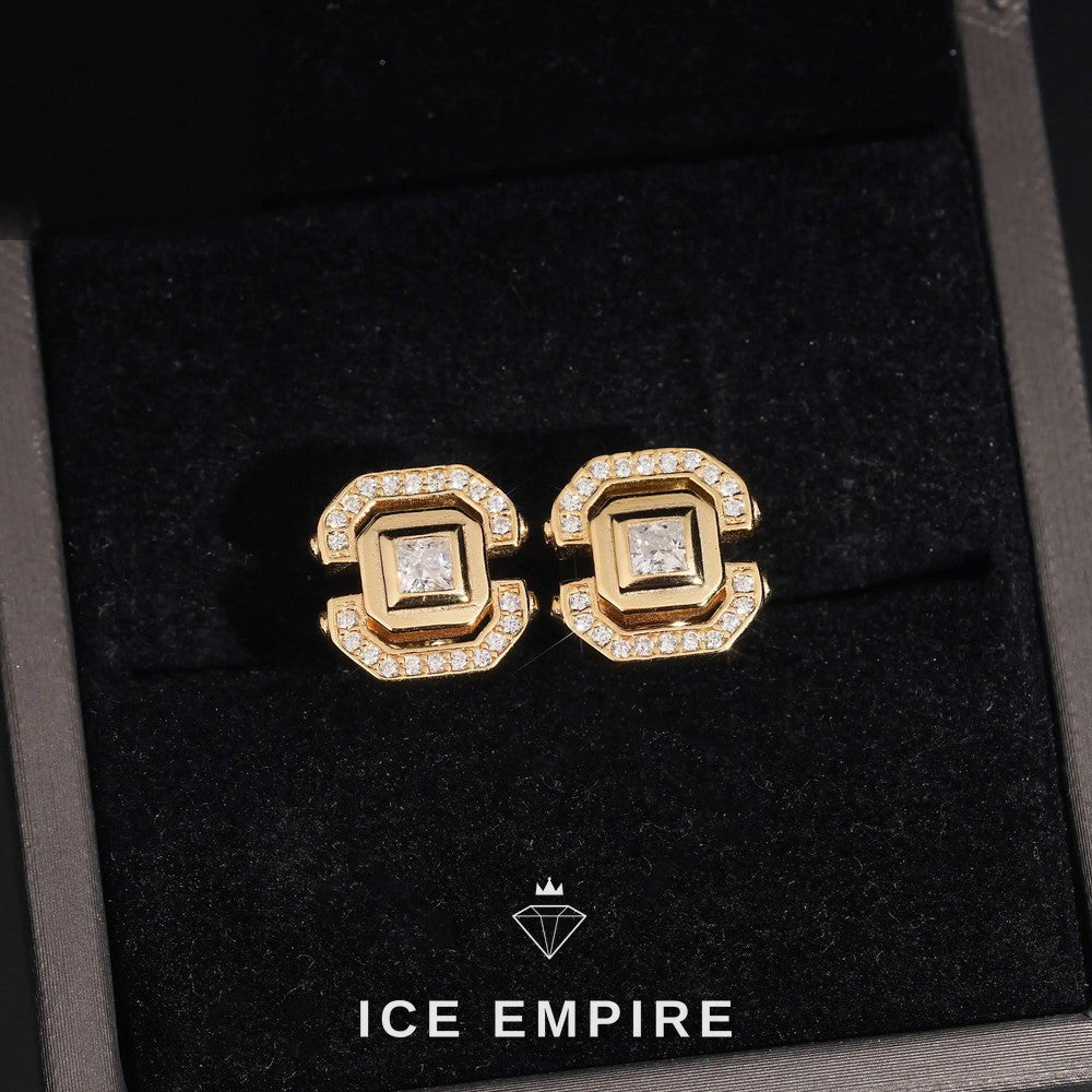 Iced Out Rose Gold Plated Moissanite Earrings