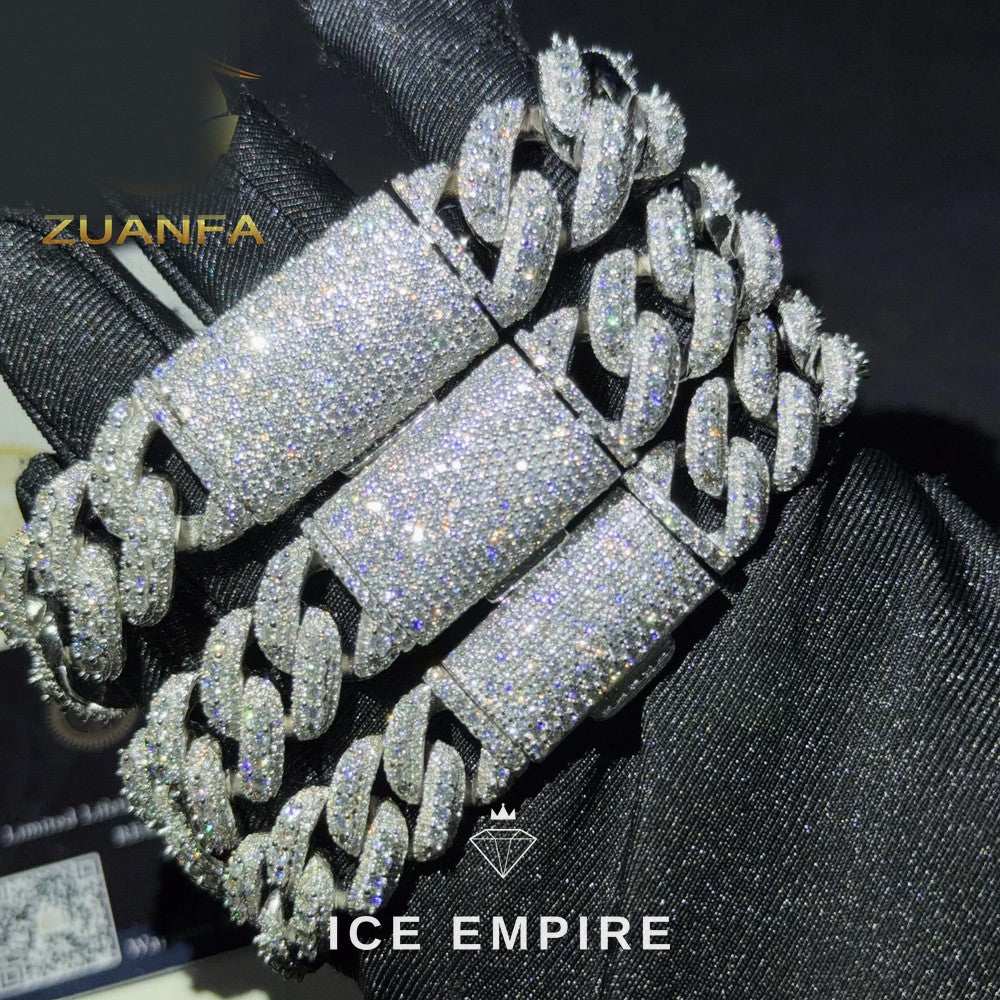 Iced Out 925 Silver Moissanite Cuban Chain