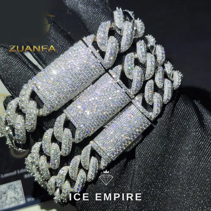 Iced Out 925 Silver Moissanite Cuban Chain