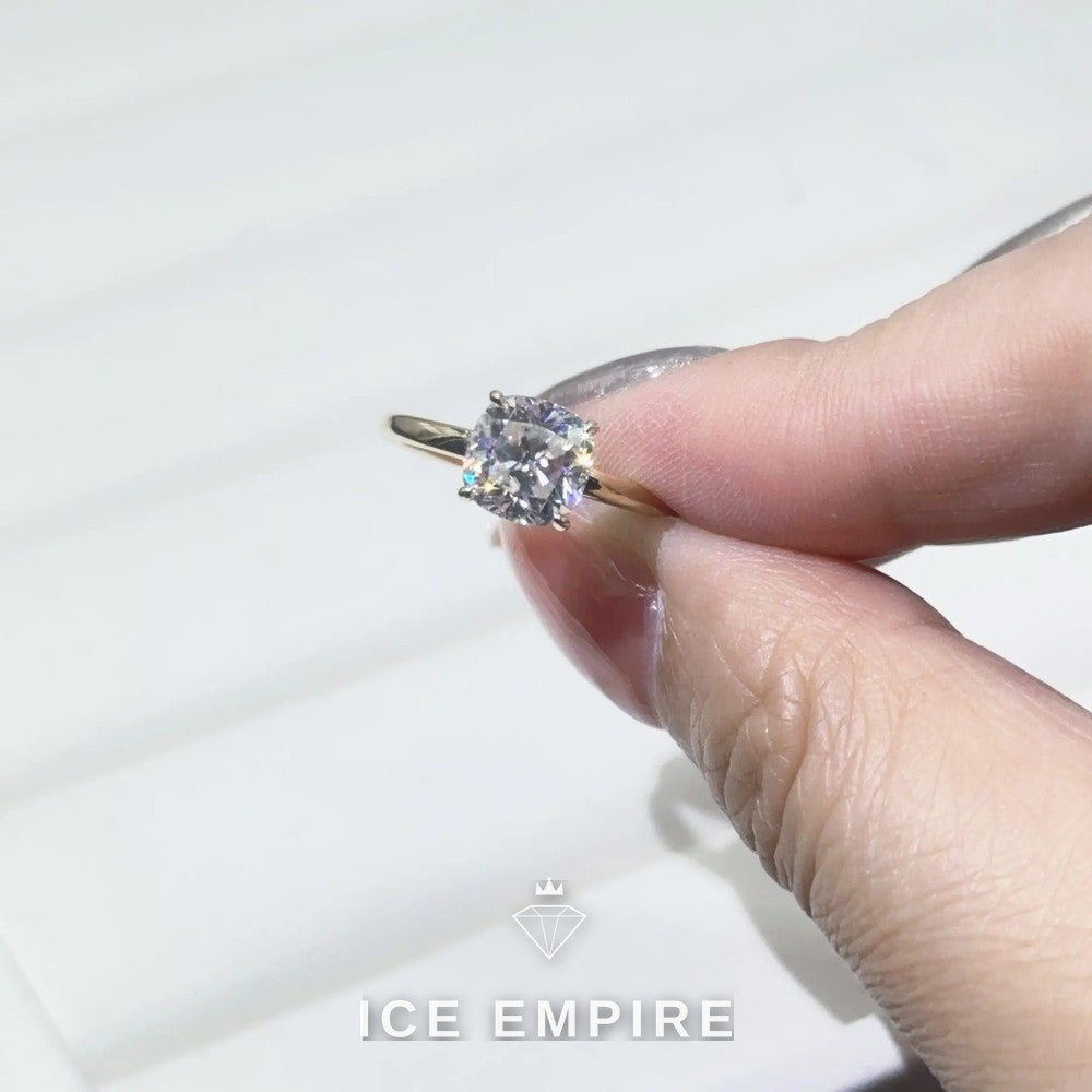 Iced Out 14K Gold Moissanite Engagement Ring