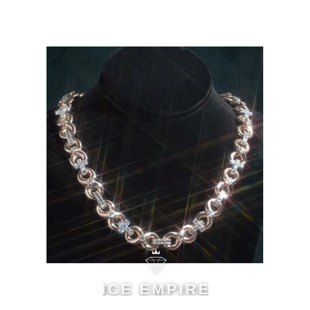 Iced Out Rose Gold Plated Moissanite Cuban Chain