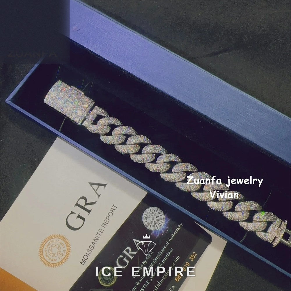 Iced Out 925 Silver Moissanite Cuban Chain