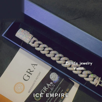Iced Out 925 Silver Moissanite Cuban Chain