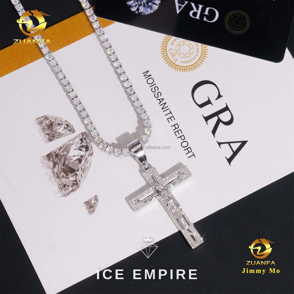 Iced Out Cross 925 Silver Pendant