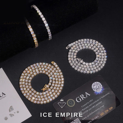 Iced Out Rose Gold Plated Moissanite Tennis Chain