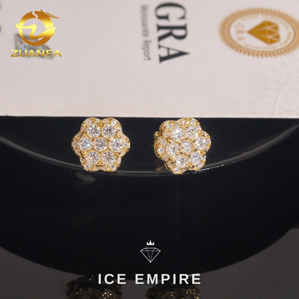 Iced Out Cluster 925 Silver Moissanite Earrings