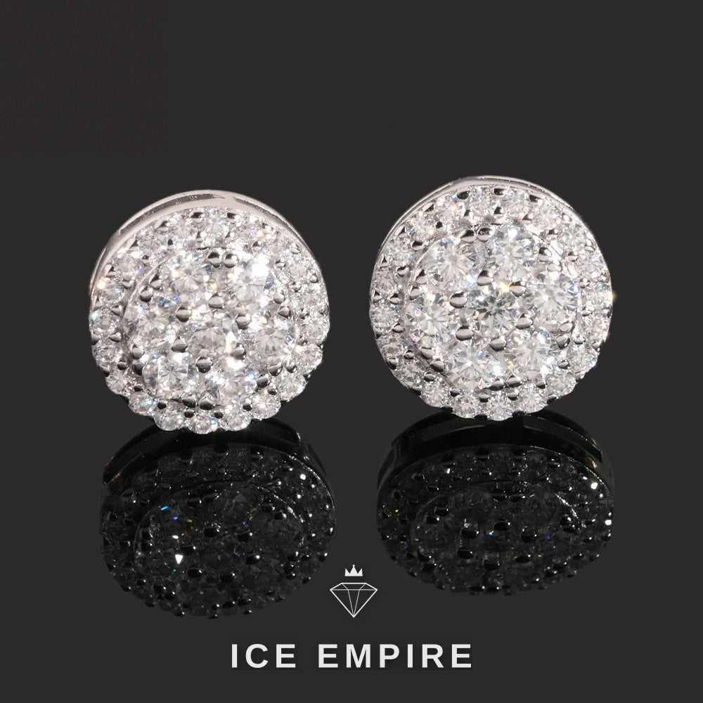 Iced Out 925 Silver Moissanite Stud Earrings