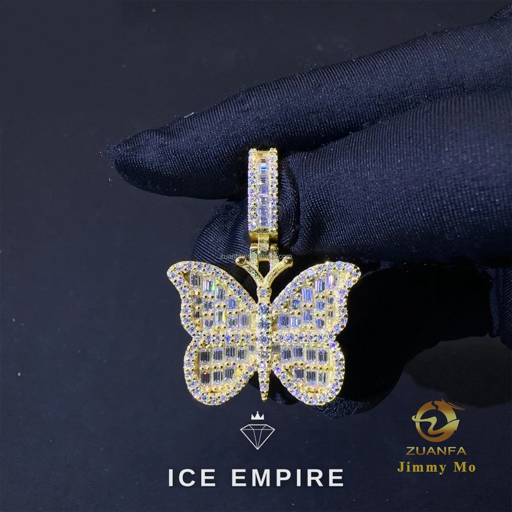 Iced Out Cross Rose Gold Plated Moissanite Pendant