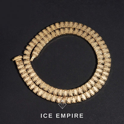 Iced Out Baguette Rose Gold Plated Moissanite Cuban Chain