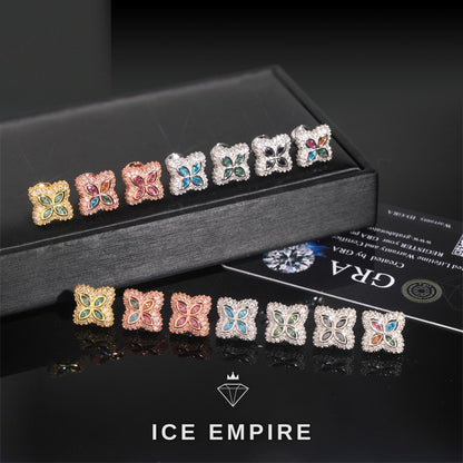 Iced Out 925 Silver Moissanite Stud Earrings