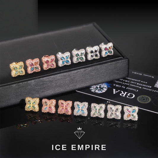 Iced Out 925 Silver Moissanite Stud Earrings