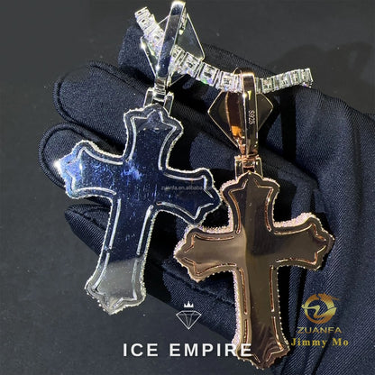 Iced Out Cross 925 Silver Pendant